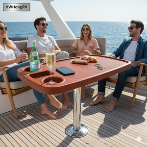 ขาโต๊ะเรือแบบปลดเร็ว HWHongRV ทำจา<span class=keywords><strong>ก</strong></span>อะลูมิเนียมอัลลอยขัดเงา หมุนได้ 360 องศา °   ฐานหมุนทำจากไฟเบอร์กลาสและฐานสแตนเลส 304 - Product Image 4