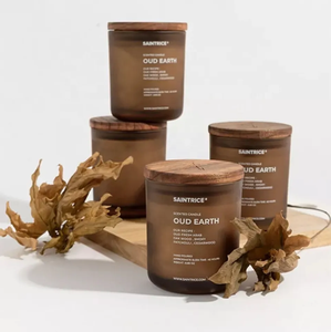 Venta al por mayor de lujo mate negro hogar decorativo 11oz esmerilado fondo redondo tarro vela de vidrio con tapas - Product Image 4