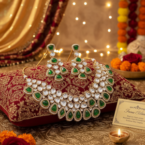Ready Sale Trending Fancy Collection Copper <b>Gold</b> Plated Ethnic Kundan Pearl Necklace Earrings <b>Set</b> Premium Designed Wedding - Product Image 2