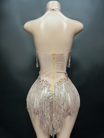Sexy Ladies Diamond Tassel Halter Neck Bodycon Club Jumpsuit pour les femmes