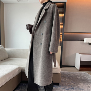 Made in China di alta qualità su misura di alta qualità Vicuna Alpaca sconvolto per mantenere caldo cappotto doppiopetto in Cashmere a maniche lunghe con lacci - Product Image 5