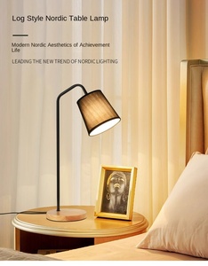 Nghiên Cứu gỗ nghệ thuật học tập đọc ánh sáng đơn giản phòng khách phòng ngủ Nordic vải ba màu Dimmable bedhead bàn đèn - Product Image 3