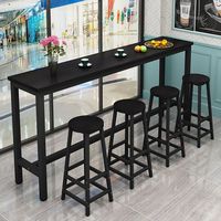 Ensemble table et chaises murales modernes en bois massif et structure en fer pour usage commercial, idéal pour balcon, salon de thé, ou espaces étroits (table longue à bord fin)