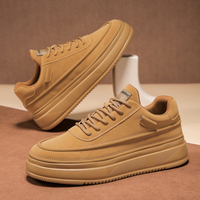 Zapatos de skate informales de suela gruesa de cuero de microfibra de alta calidad para hombre, zapatillas versátiles que aumentan la altura