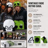 Bonnet en tricot jacquard à motif crâne et yeux creux pour Halloween, 100 % acrylique, style masque amusant, idéal pour les fêtes d'Halloween, le cosplay et les costumes de rue