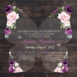 Tarjeta de Invitación Acrílica de Lujo con Diseño Floral de Flores de Cerezo Rosa <span class=keywords><strong>Sakura</strong></span> para Fiesta de Quinceañera de 15 Años o Baby Shower con Mariposas - Product Image 6