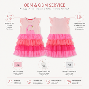 Vestido de Verano de Manga Corta para Niña, Vestido de <span class=keywords><strong>Gasa</strong></span> con Estampado de Dibujos Animados y Cuello Redondo, Lindo Vestido de Princesa - Product Image 4