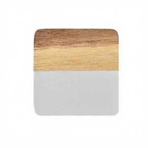 Factory Wholesale <b>Custom</b> Minimalist Eco-Friendly Acacia Wood Tabletop Protection Mat <b>Cup</b> Holder Insulated Coasters - Product Image 4
