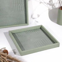 Plateau de décoration en crin de cheval en cuir vert de luxe léger chambre modèle hôtel villa salon table basse plaque de rangement pour aromathérapie