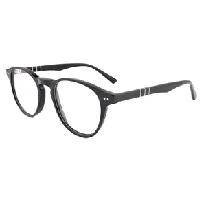 5 barrels hinge high quality metal decoration handmade acetate eyeglasses ,round plastic eyewear