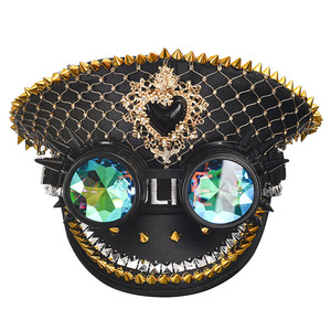 Steampunk Top Hat Rhinestone Burning Man Traje Sombrero Con Gafas Plata - Product Image 4