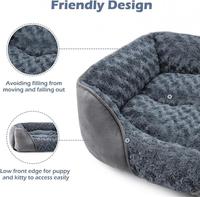 Fabrication sur mesure de tapis pour chien rectangulaires empilables personnalisés en peluche courte brun clair, lit pour petit chien avec oreiller sur 4 côtés