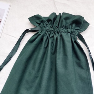 Bolsa de Almacenamiento de Algodón Ecológica Personalizada con Cordón, Color Verde Oscuro, para Empacar Zapatos, a Prueba de Polvo - Product Image 4