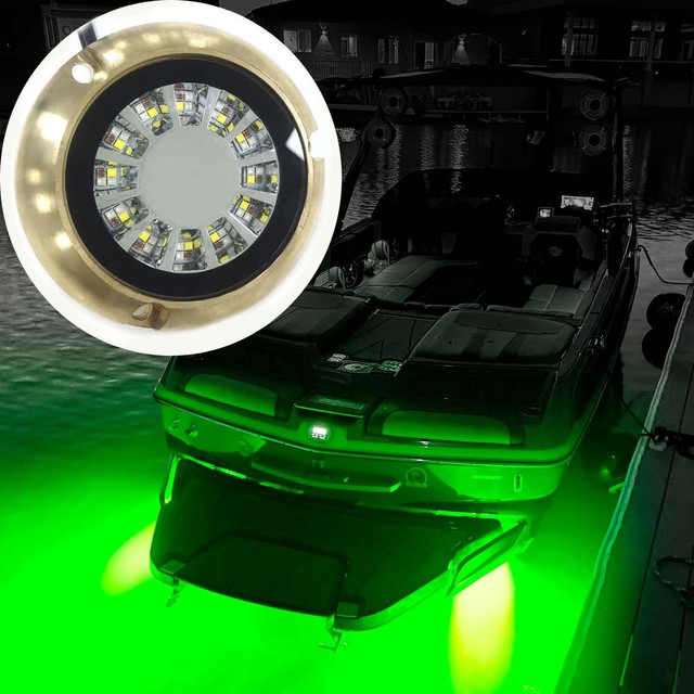 RGBW Full Color Marine Bronze LED Boat Lights 12V Ocean LED Underwater Lights for Boats & Pools IP68 Rated Surface Mount