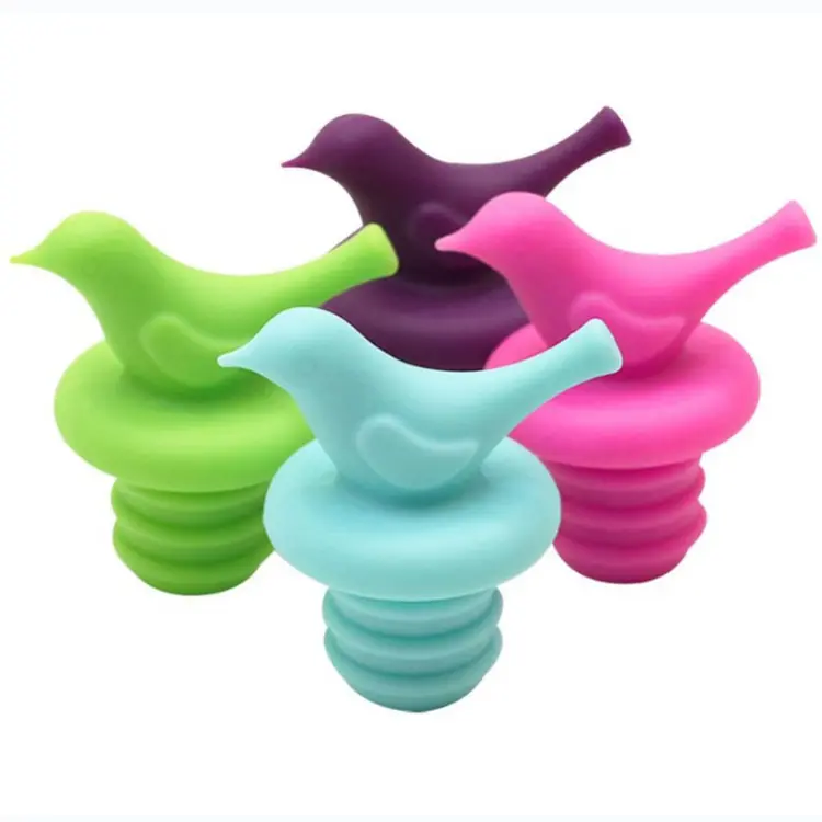 Little Bird Wine Bottle Stopper Silicone Reusable Beverage Bottle Stopper Cute Wine Toppers for Preserver Decorate