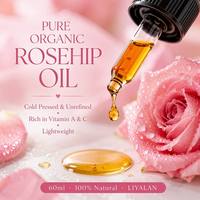 Aceite de Rosa Mosqueta 100% Natural y Orgánico, Puro, Prensado en Frío, Sin Refinar, Suero Hidratante Antienvejecimiento para Rostro, Cabello y Piel, 60 ml, Vegano, OEM Personalizado