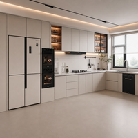 Armoire de cuisine modulaire classique moderne en bois massif laqué blanc avec évier, 5+ tiroirs, conception personnalisée complète, porte à panneau plat