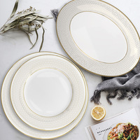 Vaisselle en Porcelaine Fine Occidentale Moderne et Luxueuse, Assiettes en Céramique, Services de Table pour la Maison, l'Hôtel ou la Décoration de Mariage