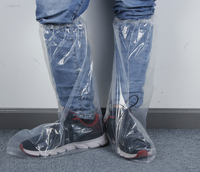 Couvre-chaussures long imperméable en plastique jetable pour hommes et femmes, blanc, expédition rapide d'usine