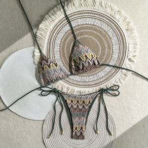 Nuevo estampado <span class=keywords><strong>de</strong></span> cebra Tie Neck Bikini Triangle Package Split Traje <span class=keywords><strong>de</strong></span> baño <span class=keywords><strong>de</strong></span> mujer Conjunto <span class=keywords><strong>de</strong></span> 2 piezas Sehe Fashion - Product Image 1