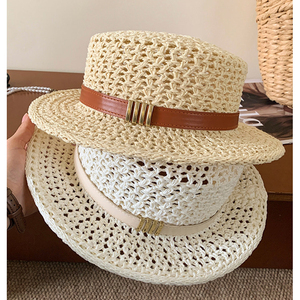 <span class=keywords><strong>Chapeau</strong></span> Fedora Décontracté pour <span class=keywords><strong>Homme</strong></span>, Style Jazz, en Paille Tressée Personnalisée, à Calotte Plate, Protection Solaire, Style Rétro Français, pour Plage et Bord de Mer, Idéal Été - Product Image 5