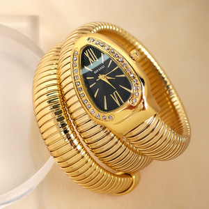 Fashion New Serpentine Winding Quartz Diamond Watch Charm Bracelet 18k Gold Plated Elastic Jewelry <strong>Bangles</strong> <strong>Set</strong> for Women Luxury - Product Image 6