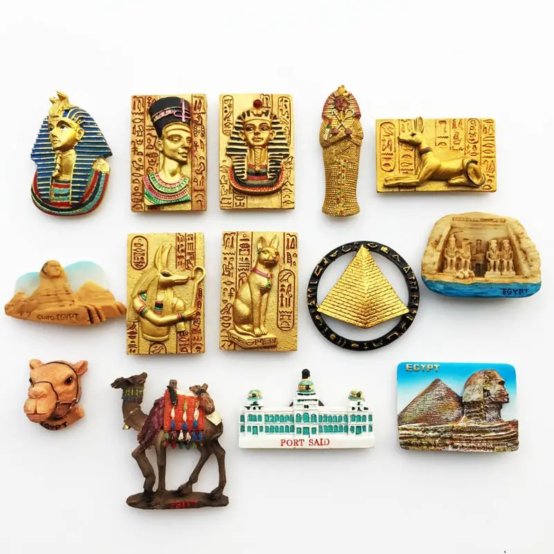 Witt Creatieve Cultuur Egypte Reizen Gedenkteken Decoratieve Hars Handwerk Magnetische Handgeschilderde Koelkastmagneten