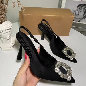 2025 été bouche peu profonde eau diamant <span class=keywords><strong>soleil</strong></span> boucle ronde rosée talon Muller chaussures femmes pointu mode talons hauts - Product Image 1