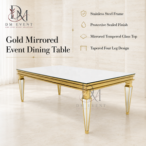 Mesa de Banquete Rectangular Premium de Acero Inoxidable con Tapa de Espejo, Delantal de Triple Riel y Patas Cónicas al por Mayor - Product Image 2