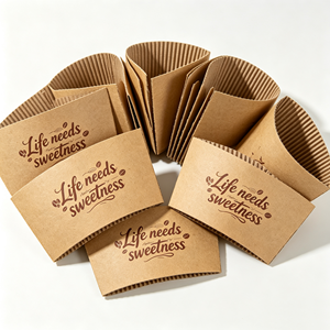 Recyclable Kraft Paper Cup Sleeve for Hot Coffee & Tea, Custom Printed Eco-Friendly Disposable Cup Sleeves, Wholesale Package - Product Image 6