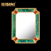 High End Villa Decor Pure Copper Classical Wall Mirror Living Room Background Gold Plated Brass Wall Mirror for Living Room