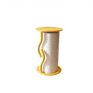 Moderno Porta Papel Higiénico Metálico Amarillo, Soporte Independiente para Encimera, Organizador de Utensilios de Cocina - Product Image 1