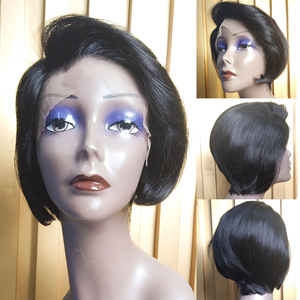 Chất Lượng Cao Full Cuticle Màu Đen Tự Nhiên 4*4 Ren Phía Trước 180% Mật Độ Một Phần Ngắn Bob Wig - Product Image 6
