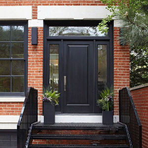 Nouvelle conception moderne de <span class=keywords><strong>porte</strong></span> d'entrée extérieure sécurisée en aluminium, <span class=keywords><strong>porte</strong></span> principale de patio avec grain de bois et verre, <span class=keywords><strong>porte</strong></span> de sécurité - Product Image 2