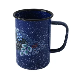 Enamelware Best quality customized blue Personalized Enamel camping camper coffee beer cooking enamel mug