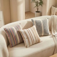 Nouvelles housses de coussin rayées en coton et polyester