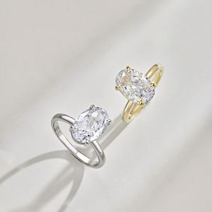 Dylam 925 Sterling Silver Rhodium 18K Gold Plated Solitaire 3.5 Carat 8A Crushed <b>Iced</b> Out Cut Engagement Promise Wedding <b>Rings</b> - Product Image 3