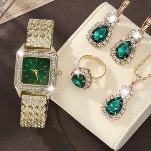 Luxury <b>Small</b> Square Lady Watch Shiny Rhinestone Drop Jewelry Quartz Wristwatch Exquisite Women <b>Gift</b> Watch Set for Daily Party - Product Image 5