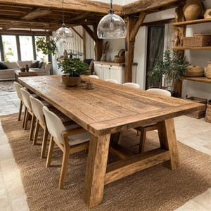 Tavolo da Ristorante in Legno Massiccio, Robusto e Pratico, Progettato per Cucina e Sala da Pranzo in Stile Rurale/Country - Product Image 3