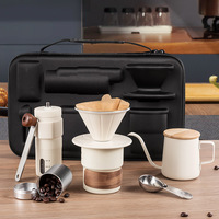 Ensemble de café portable pour préparation manuelle, kit complet pour café préparé à la main, boîte cadeau pour le camping et les activités de plein air