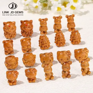 JD เครื่องประดับจี้รูปดอกบัวคู่ทำจากไม้จันทน์ธรรมชาติสำหรับทำเครื่องประดับ - Product Image 1