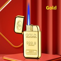 Briquet coupe-vent créatif en forme de lingot d'or, en métal, rechargeable, personnalisé, tendance, cadeau bijou pour homme