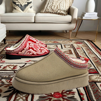 Bottes de Neige d'Hiver pour Femme, Semelle Épaisse Moelleuse, Fourrure Synthétique, Daim, Antidérapantes, Peluche Chaude pour Pantoufles pour Dames