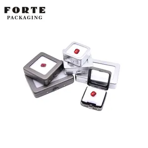 FORTE Square Silver Metal Gemstone Boxes Diamond Display Jewelry Case Jewellery Storage Box