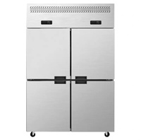 Réfrigérateur commercial en acier inoxydable à 4 ou 6 portes, avec contrôleur numérique, dégivrage automatique, refroidissement par ventilateur, vitrine réfrigérée pour boissons, OEM