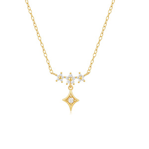 Carline S925 in argento sterling semplice stile delicato zircone <span class=keywords><strong>stella</strong></span> fiore oro 18K lusso collana da donna - Product Image 3