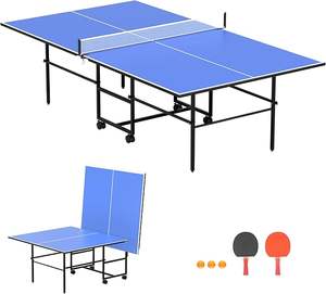 MDF profesyonel 9ft masa tenis masası, Net ile kapalı için katlanabilir pinpon masası, 2 masa tenisi kürekler ve 3 topları - Product Image 1