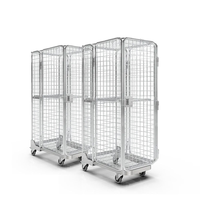 Conteneur à roulettes pliable en acier inoxydable robuste, 4 côtés, cage à roulettes en métal avec roues, galvanisé, entrepôt OEM/ODM