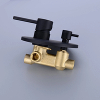 2 fonction Mat Noir Ronde de bain Douche Mélangeur robinet Valve En Laiton Massif Robinet De Douche Soupape De Commande Mélangeur Mural Valve