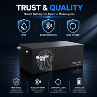 48V 60V 72V 91.5Ah High Capacity Electric Motorcycle LiFePO4 Battery Pack Built-in BMS Protection System IP65 Rated 3000+ Cycles